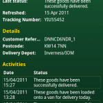 The information listed for a tracked parcel.